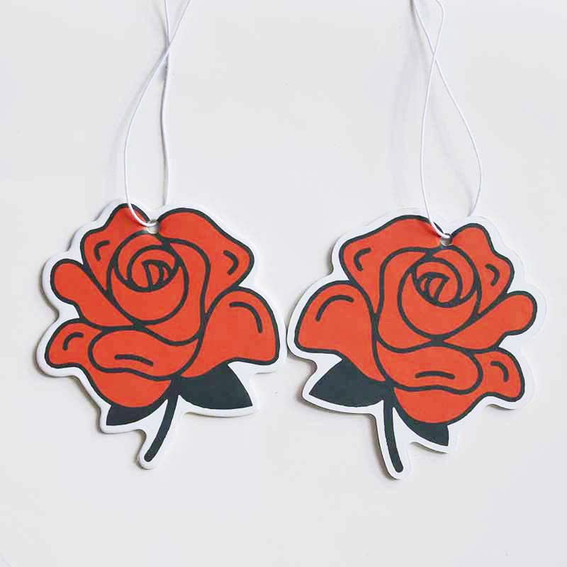 Hot selling hanging car fragrance tablets heart flower shape customized long lasting fragrance car air freshener