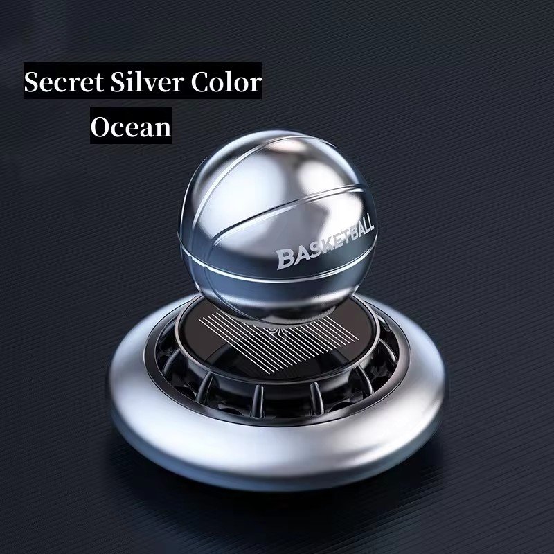 Fashionable solar rotation basketball fragrance tablet car aroma auto perfume air dashboard freshener