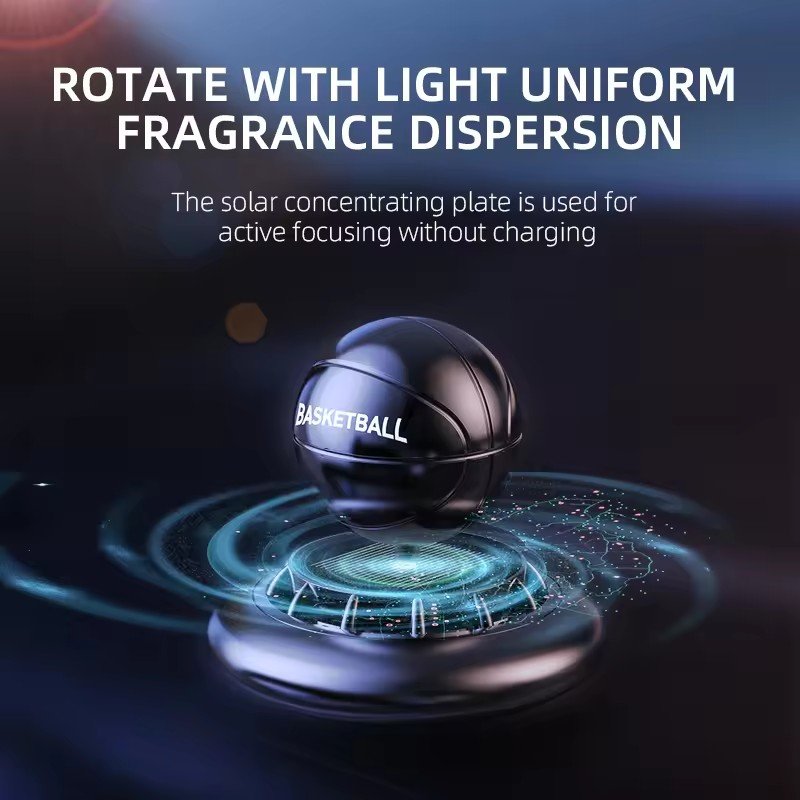 Fashionable solar rotation basketball fragrance tablet car aroma auto perfume air dashboard freshener