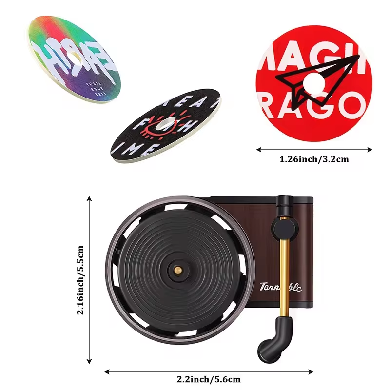 Custom printed car vent clip aromatherapy fragrance diffuser turntable record player car air freshener
