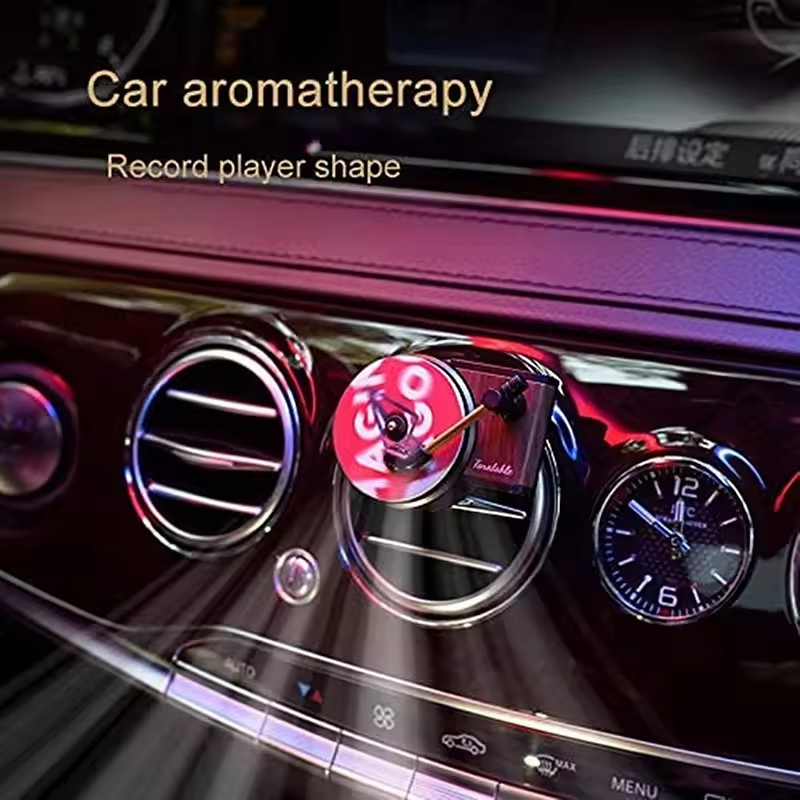 Custom printed car vent clip aromatherapy fragrance diffuser turntable record player car air freshener