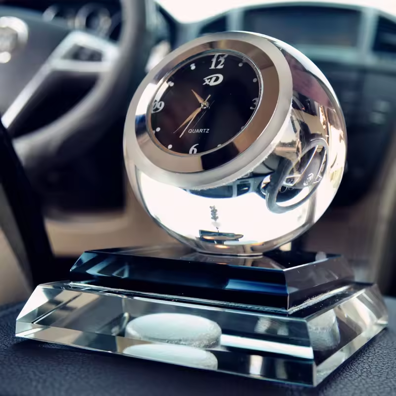 High-quality Crystal Ball with Clock Car Perfume Seat Car Creative Gift Decoration Interior Accessories