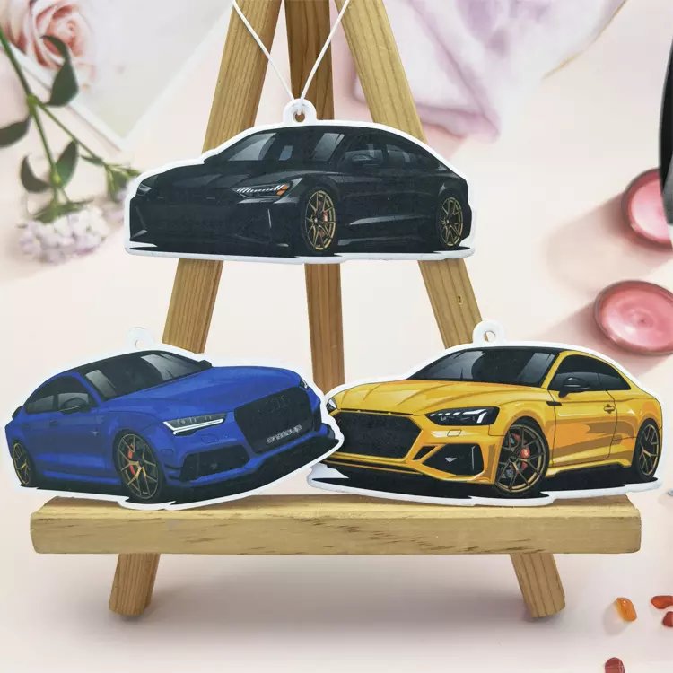 Bulk clean car interior air fresheners bottle oil perfume multiple scent hanging paper cartoon custom air freshener for car