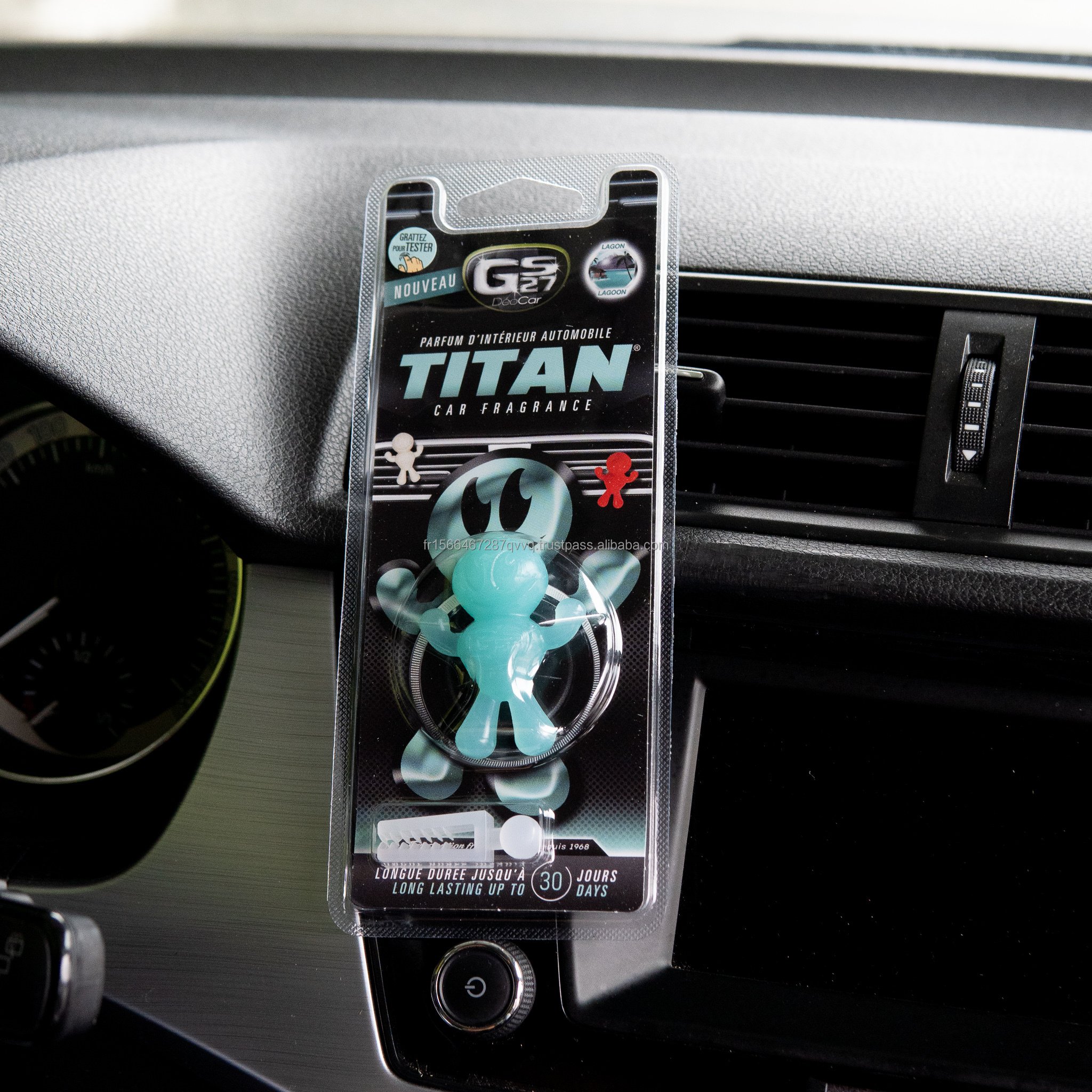 GS27 Premium Car Air Fresheners DEOCAR TITAN Lagoon French Fragrance Modern Solid Car Perfume with Clip Vent Home Ocean Scent