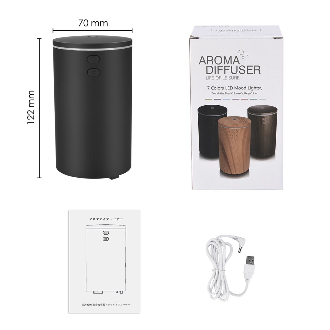 Car Diffuser with 4*10ML Essential Oils USB 60ml Mini Humidifier Essential Oil Diffuser Car Air Freshener Aromatherapy Diffuser