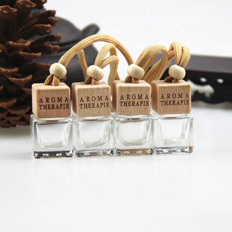 Hot Selling Car hanging Air Freshener 8ML Square Shape Car Hanging Perfume Bottles empty Glass Diffuser Bottle