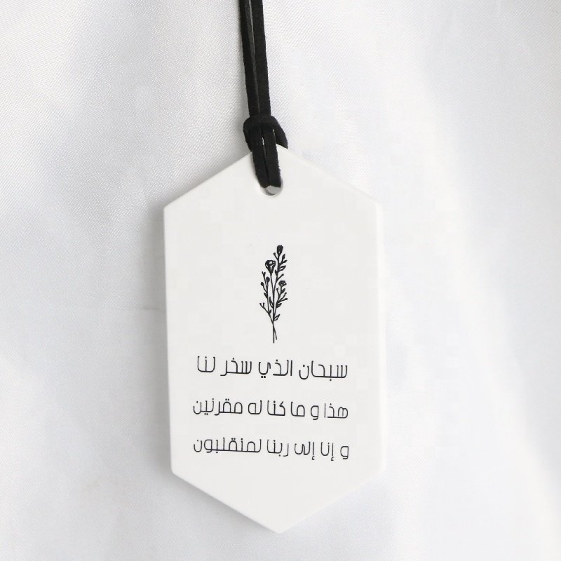 Wholesale Long Lasting Hanging Logo Printed Car Wardrobe Air Freshener Ceramic Fragrance Oil Aroma Plaster Flower Diffuser