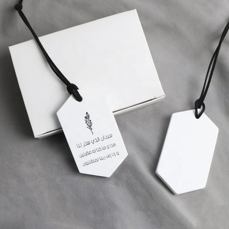 Wholesale Long Lasting Hanging Logo Printed Car Wardrobe Air Freshener Ceramic Fragrance Oil Aroma Plaster Flower Diffuser