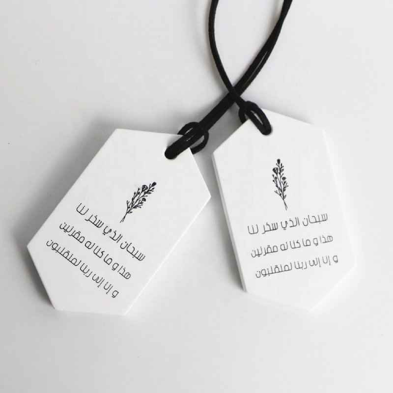 Wholesale Long Lasting Hanging Logo Printed Car Wardrobe Air Freshener Ceramic Fragrance Oil Aroma Plaster Flower Diffuser
