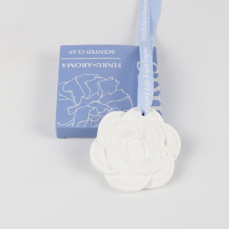 Wholesale Stocked Hanging Car Wardrobe Air Freshener Scented Ceramic Camellia Flower Aroma Fragrance Essential Oil Diffuser