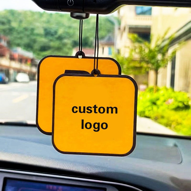 Custom sublimation logo blank deodorant new cards perfume fragrance paper hanging car air freshener