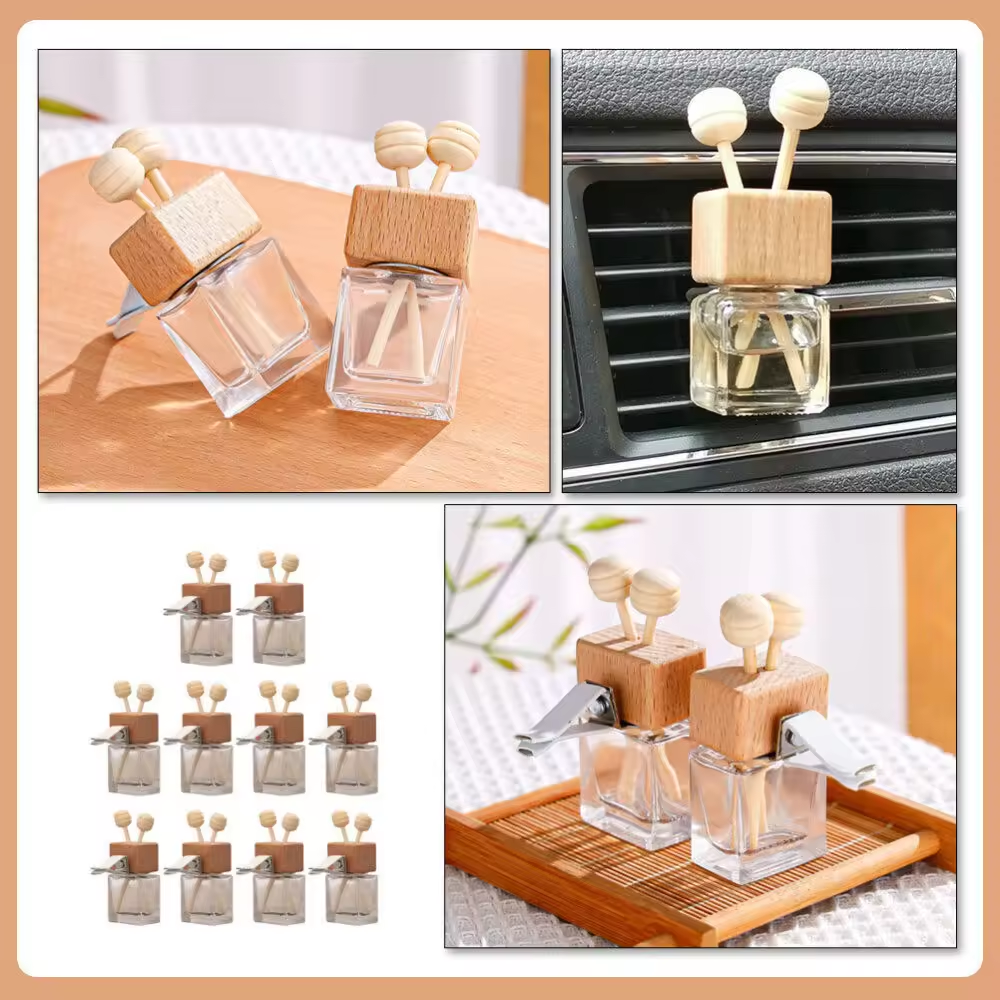 Reusable Car Diffuser Perfume Bottle Hanging Car Air Freshener Scent Car Accessories With Wooden Cap