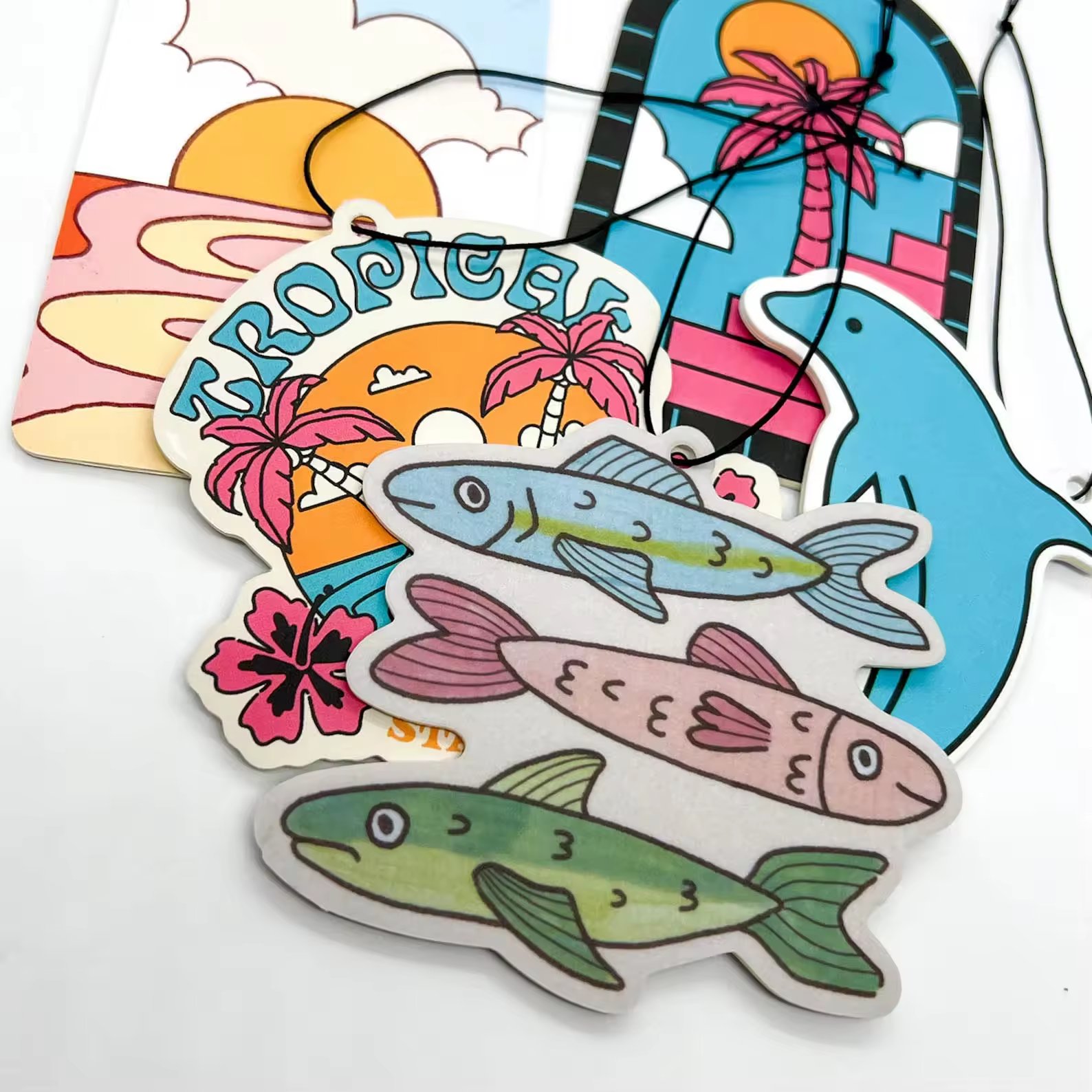 Personalized custom sublimation logo blank deodorant car cards perfume fragrance paper hanging car air freshener