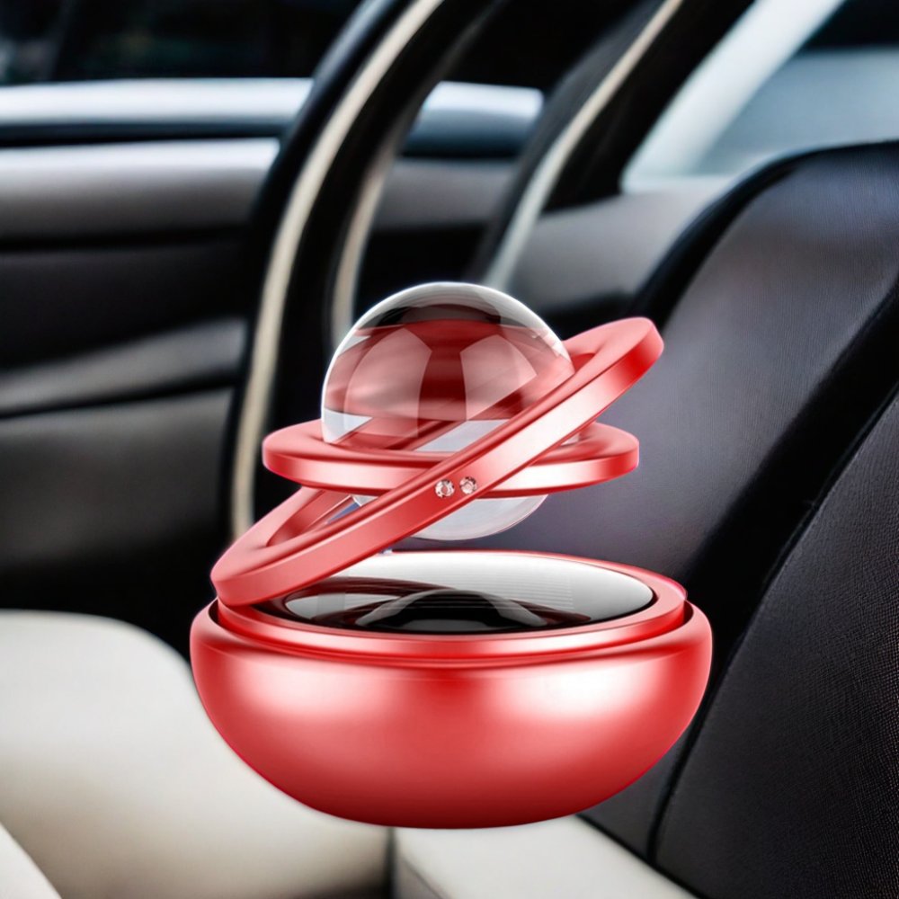 Double Ring Alloy Scent Suspender Automatic Rotating Solar Aromatherapy Air Fragrance Diffuser with Ball for Home Decoration