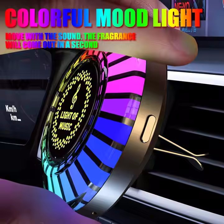 BGD TRADING FACTORY Car Freshener Ambient LED Lights RGB Sound Control Music Rhythm Synchronized Aromatherapy Car Interiors