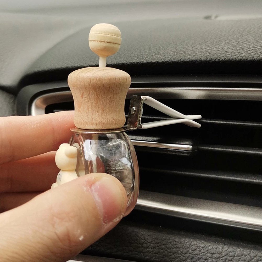 ODM/OEM Car Fragrance Empty Glass Bottle Cute Car Air Freshener Bottle Perfume Clip Car Decoration
