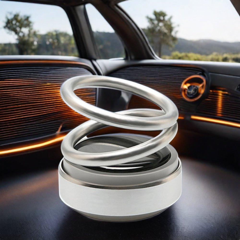 Solar Energy-Powered Metal Car Perfume with Aromatherapy Feature for Dashboard Decoration Diffuser 360 Rotating Air Freshener