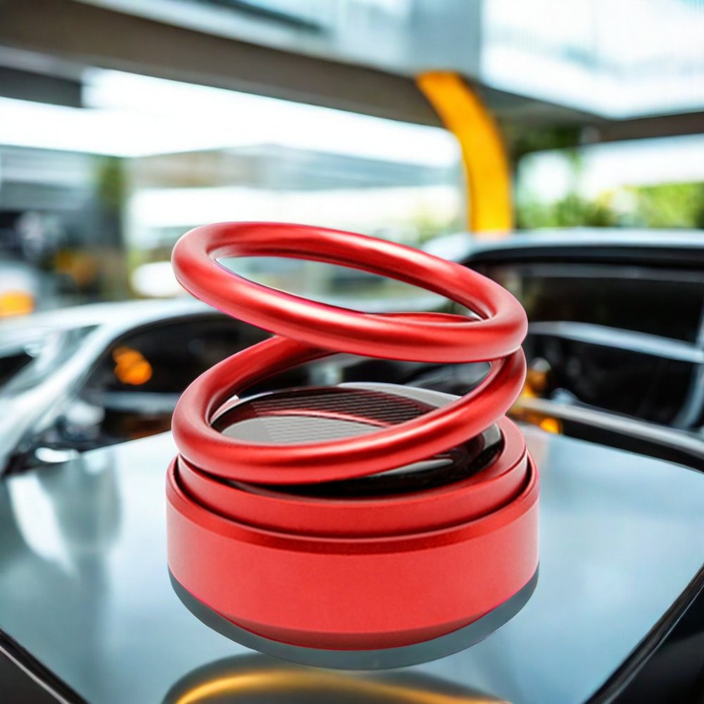 Solar Energy-Powered Metal Car Perfume with Aromatherapy Feature for Dashboard Decoration Diffuser 360 Rotating Air Freshener