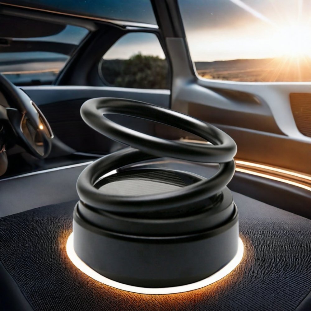 Solar Energy-Powered Metal Car Perfume with Aromatherapy Feature for Dashboard Decoration Diffuser 360 Rotating Air Freshener