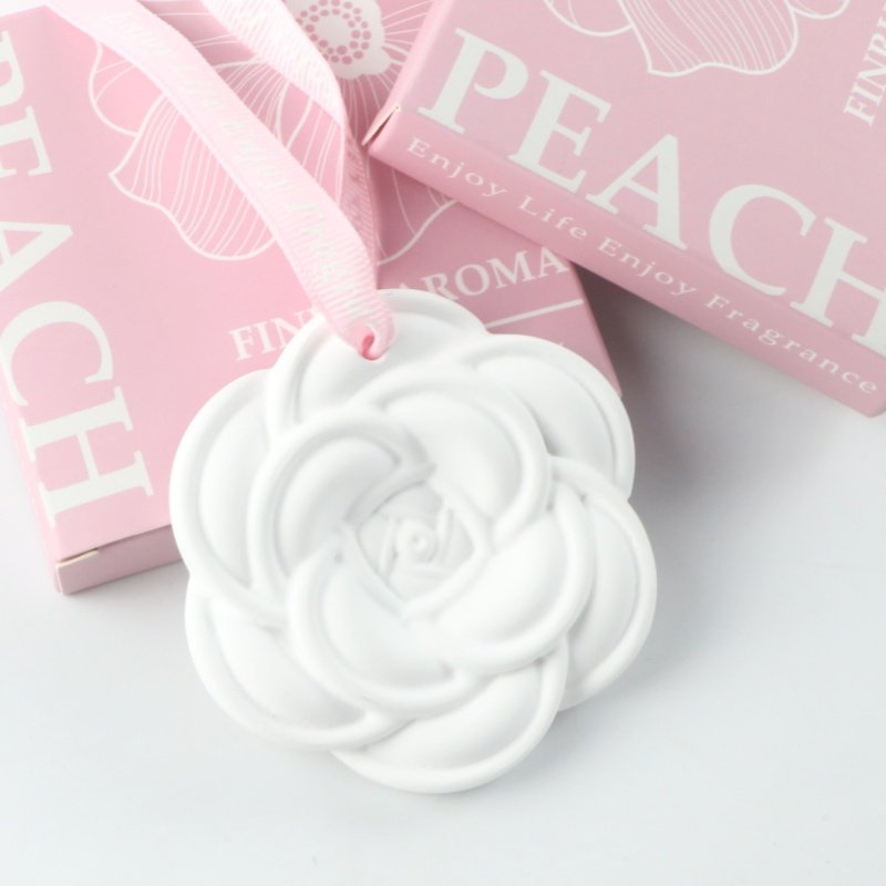 FinRu Stocked Hanging Car Wardrobe Air Freshener Scented Ceramic Camellia Flower Porcelain Essential Oil Fragrance Diffuser