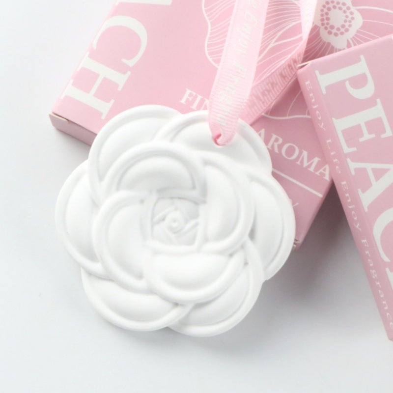 FinRu Stocked Hanging Car Wardrobe Air Freshener Scented Ceramic Camellia Flower Porcelain Essential Oil Fragrance Diffuser