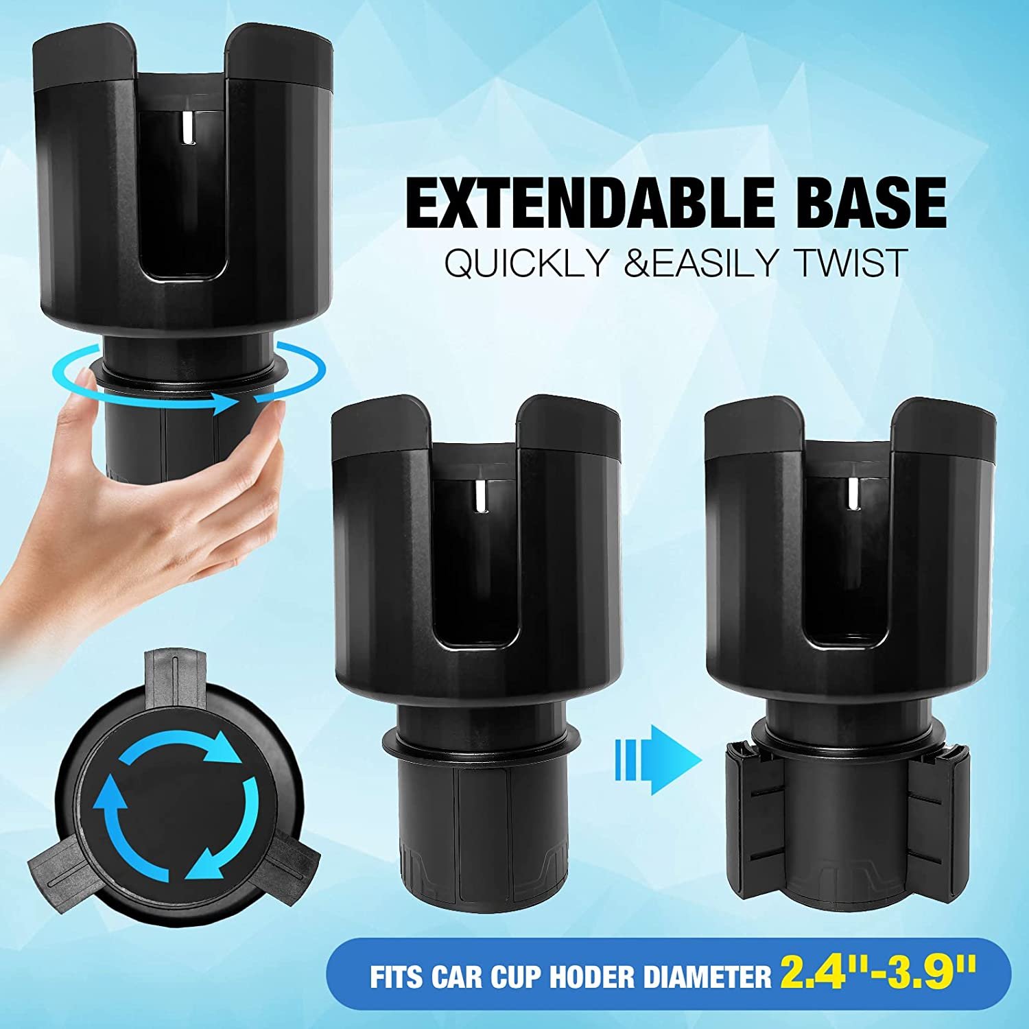 Multi Functional Universal Car Water Cup Holder Adjustable 2.6-3.8 Inches Base Cup Holder Expander Car Tray Cup Holder