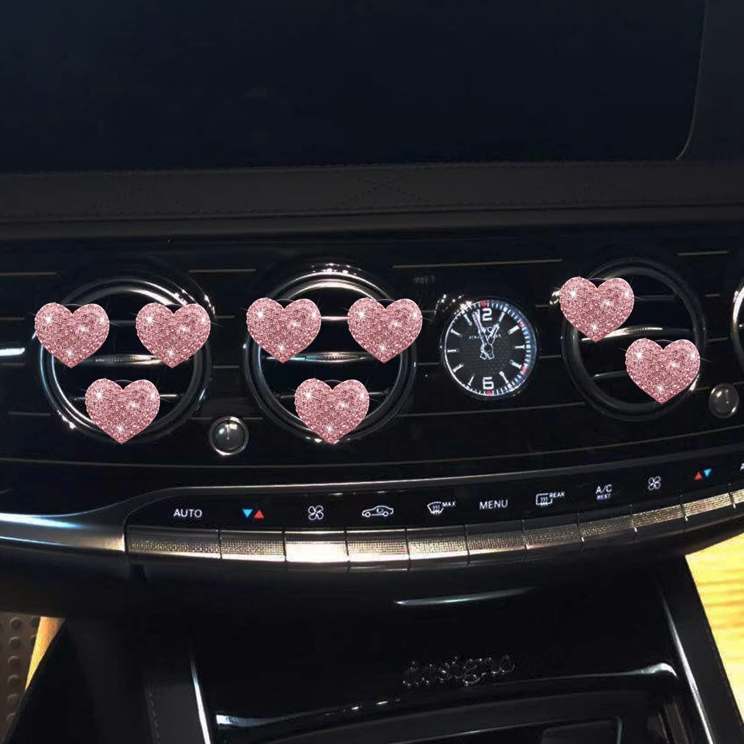 Bling Heart Car Air Vent Clips Modern Crystal Interior Decor Cologne Fragrance Solid Apple Pattern Air Freshener Perfume Cards