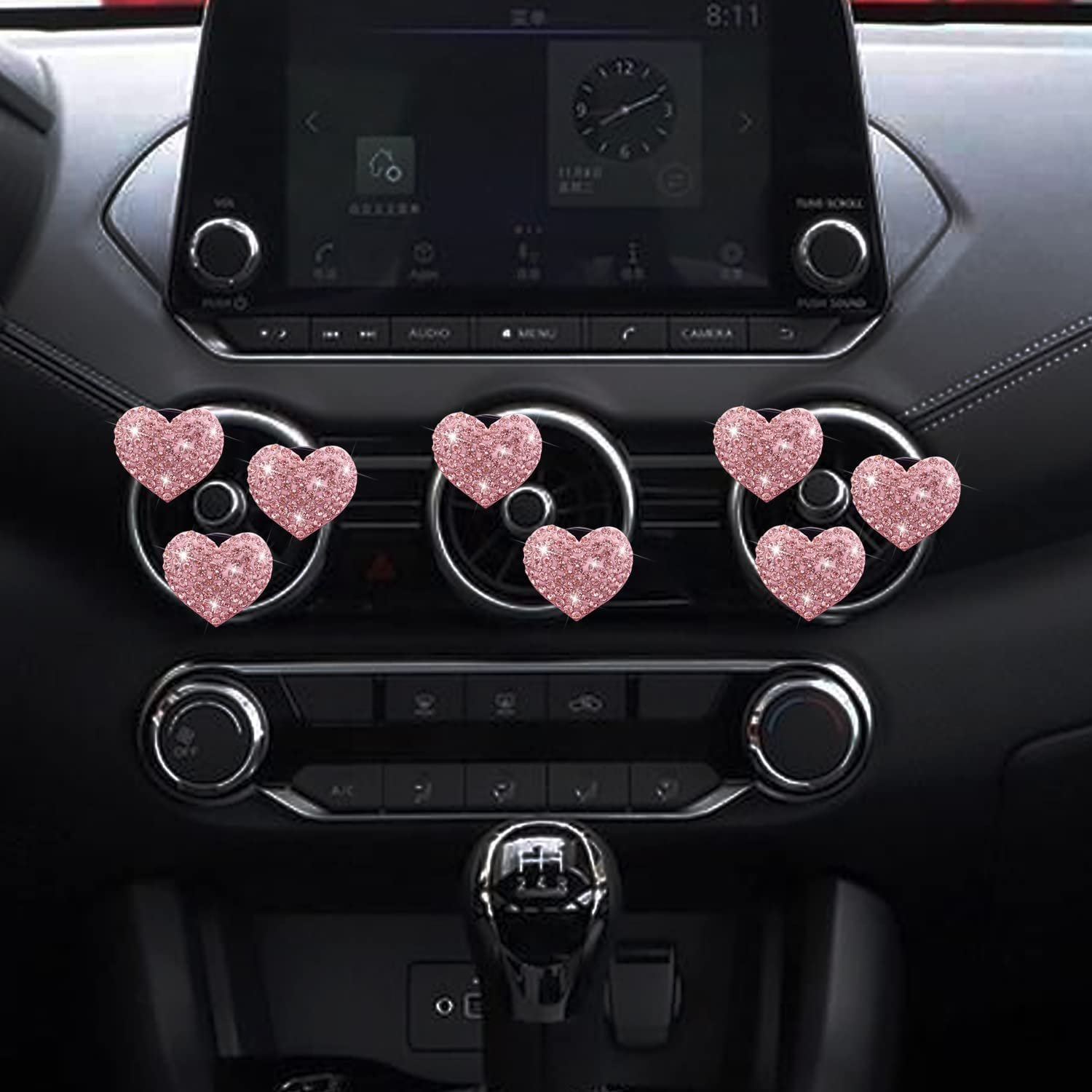 Bling Heart Car Air Vent Clips Modern Crystal Interior Decor Cologne Fragrance Solid Apple Pattern Air Freshener Perfume Cards