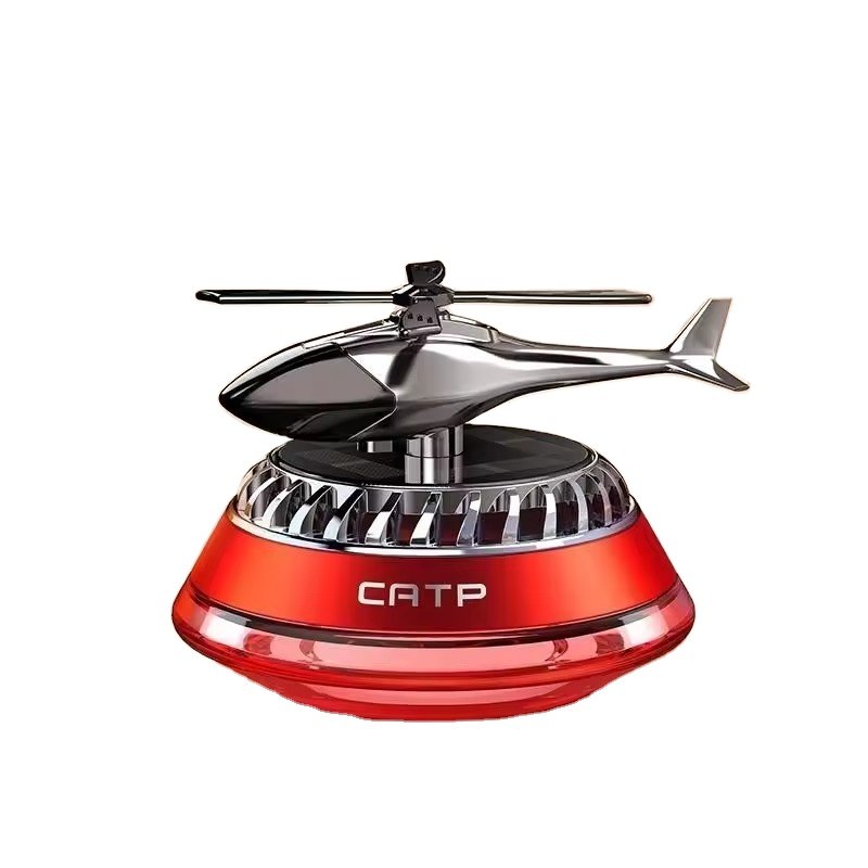 Portable solar powered rotating aromatherapy helicopter perfume diffuser liquid fragrance long lasting for car