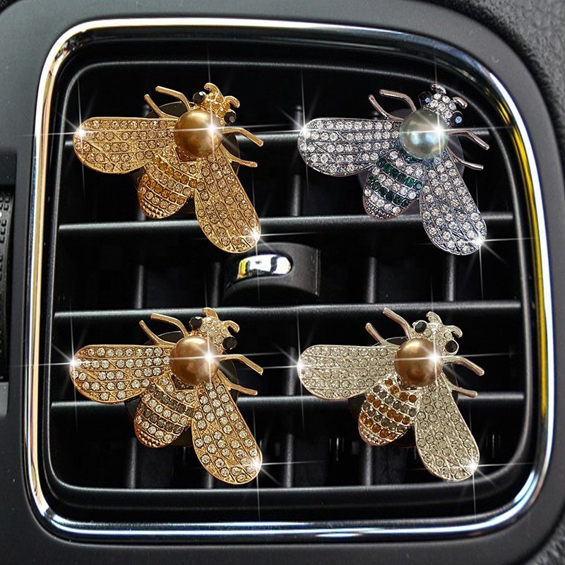 Bling pearl Bee Car Diffusers Fragrant Air Fresheners with Alloy Vent Clips
