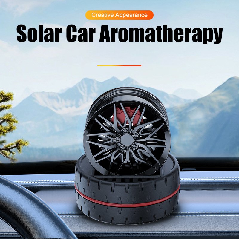 Car Aromatherapy Solar Powered Flying Wheel Hub Fragrance Ornaments Air Freshener To Remove Odor Car Perfume Interior Accessorie