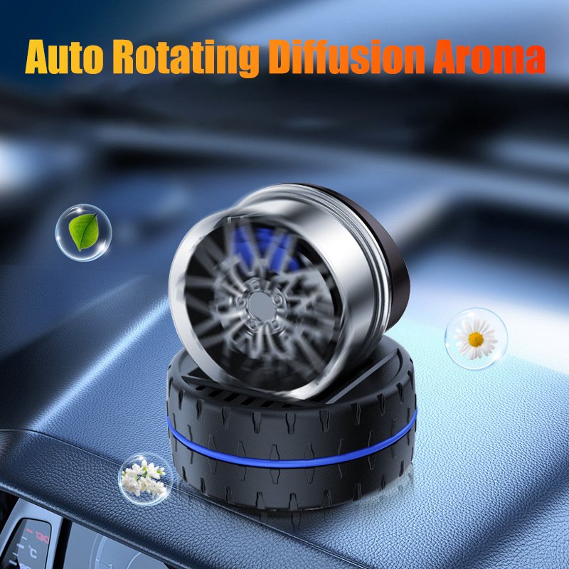 Car Aromatherapy Solar Powered Flying Wheel Hub Fragrance Ornaments Air Freshener To Remove Odor Car Perfume Interior Accessorie
