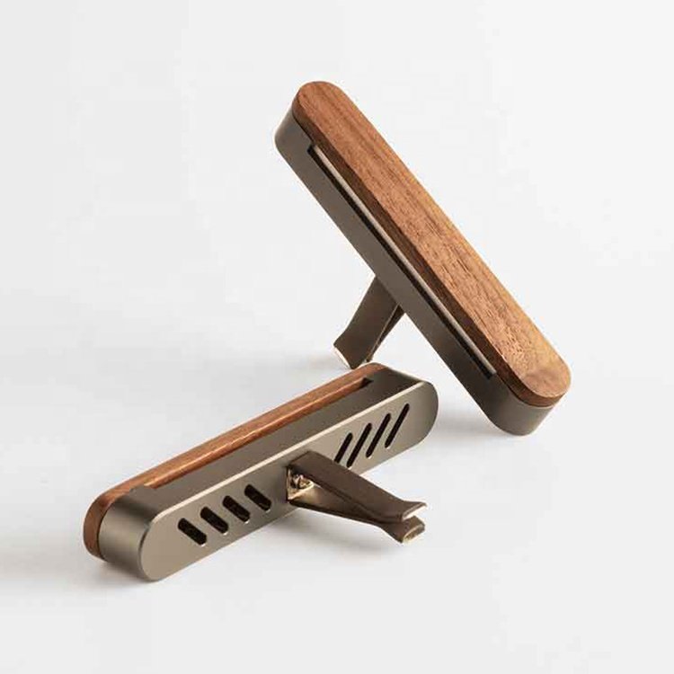 Luxury Auto Scent Aromatherapy Custom Logo Car Aroma Diffuser Lasting Fragrance Natural Wood Car Vent Air Freshener