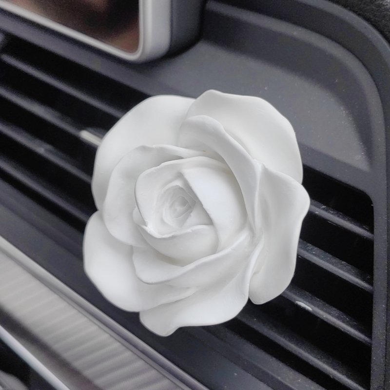 Car Decoration Aromatherapy White Rose Diffuser Stone Air Conditioner Vent Air Freshener Clip Ceramic Essential Oil Diffuser