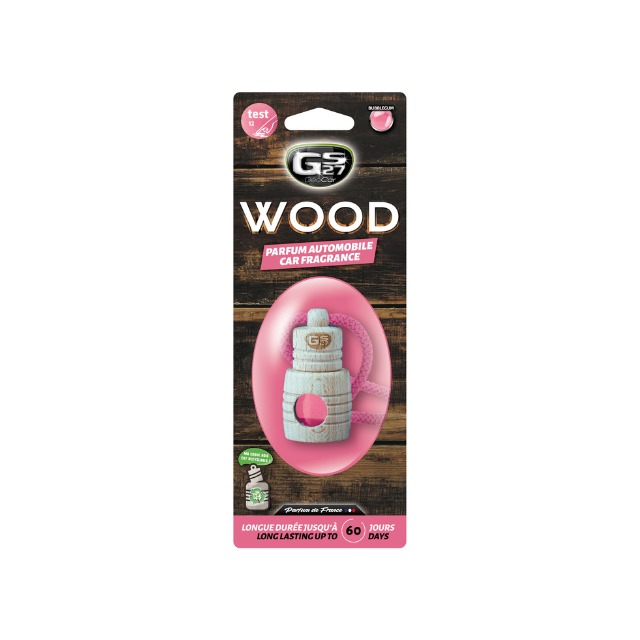 GS27 Premium Air Freshener DEOCAR WOOD Bubble Gum French Fragrance Solid & Liquid Car Perfume for Vent Home Placement
