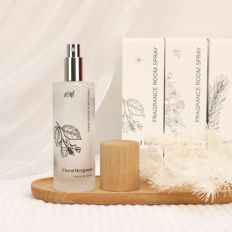 100ml room sprays room cars scent air freshener spray for car home hotel Frost Glass With Wood lid