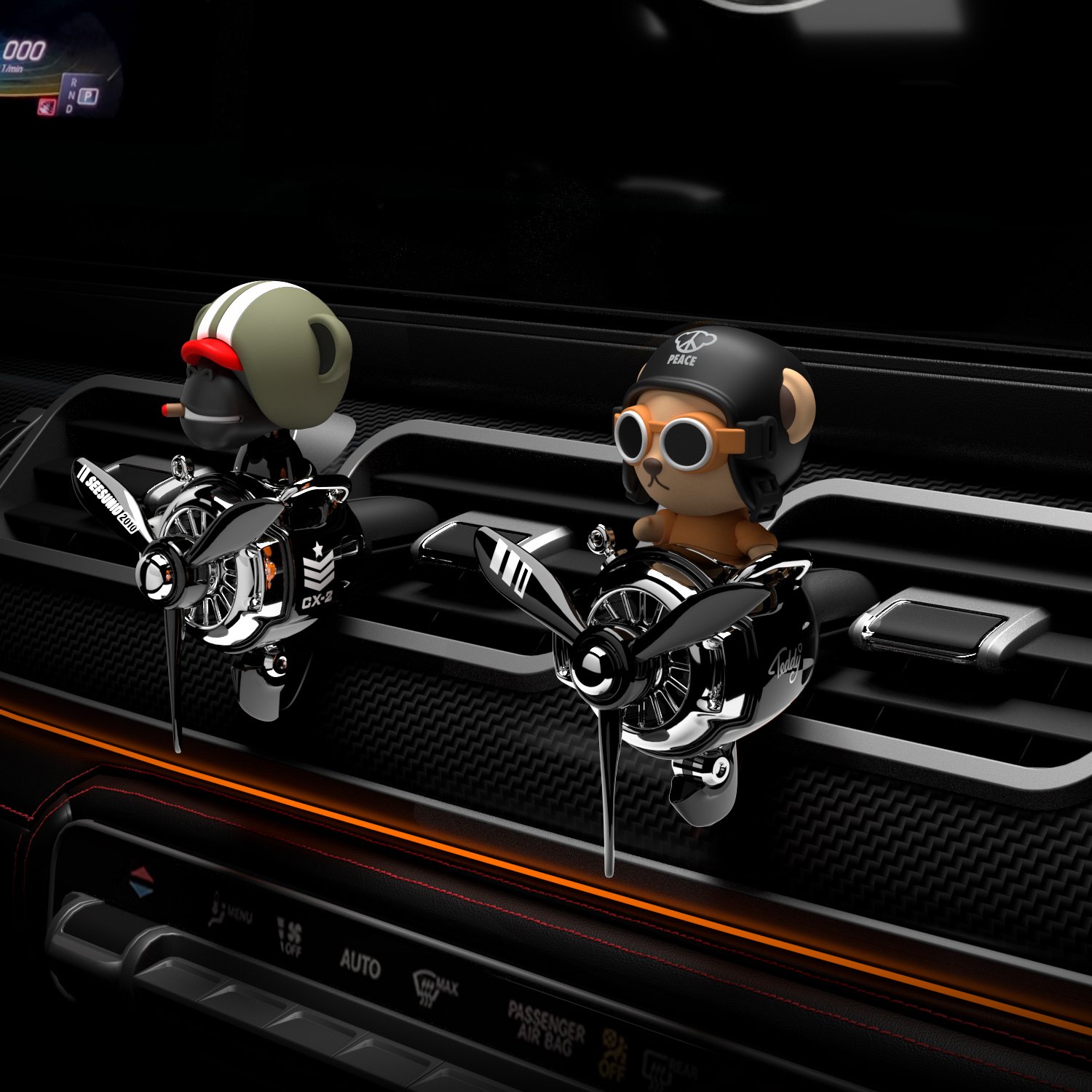 Bear Pilot Car Air Freshener Propeller Vent Clip