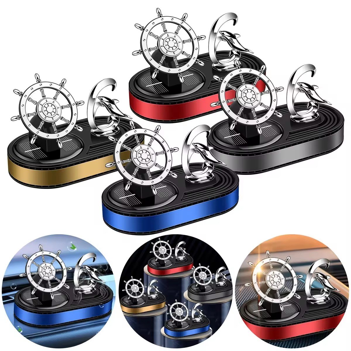 Wholesale solar energy scents natural essential oil rotating perfume car dashboard healthy fragrance for car