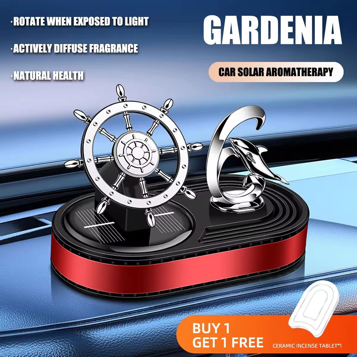 Wholesale solar energy scents natural essential oil rotating perfume car dashboard healthy fragrance for car