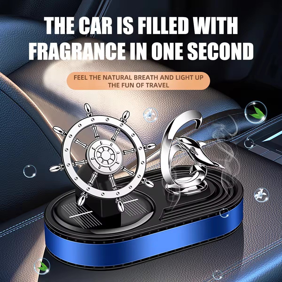 Wholesale solar energy scents natural essential oil rotating perfume car dashboard healthy fragrance for car