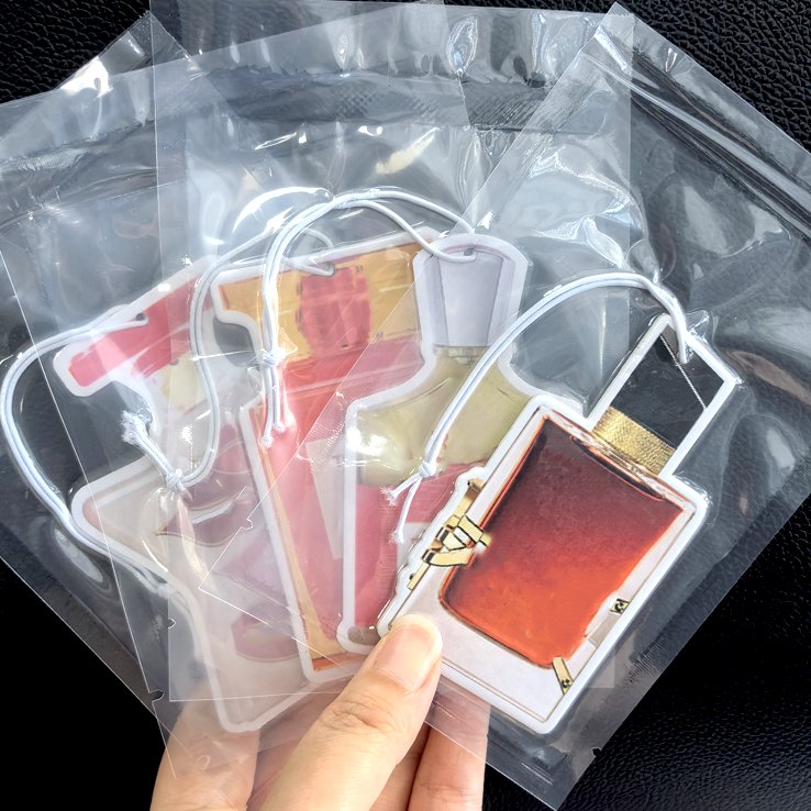 Hot selling different luxury perfume bottle shape paper air freshener clean air cmyk double side printing car air fresheners