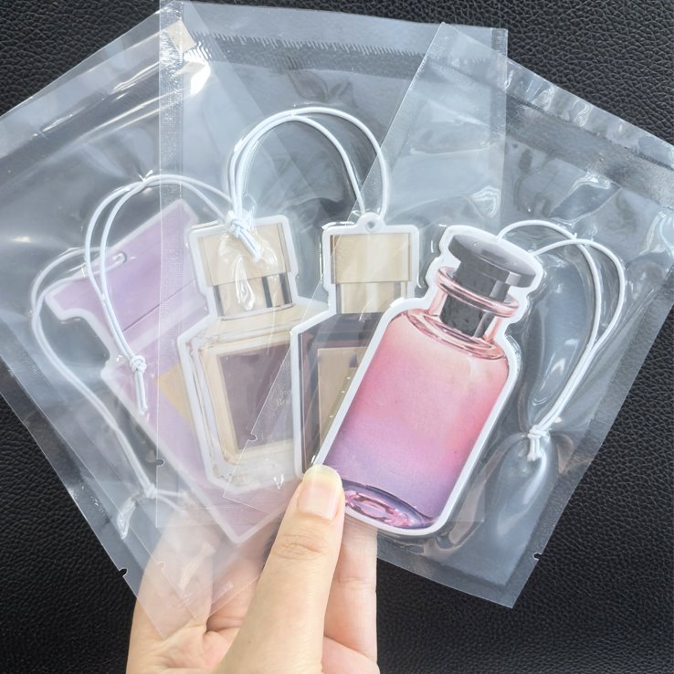 Hot selling different luxury perfume bottle shape paper air freshener clean air cmyk double side printing car air fresheners