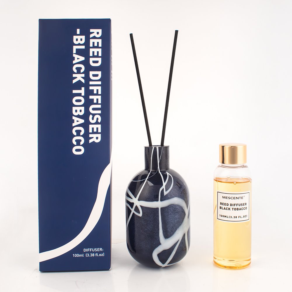 Mescente luxury amber glass bottle air freshener reed diffuser with stick and box