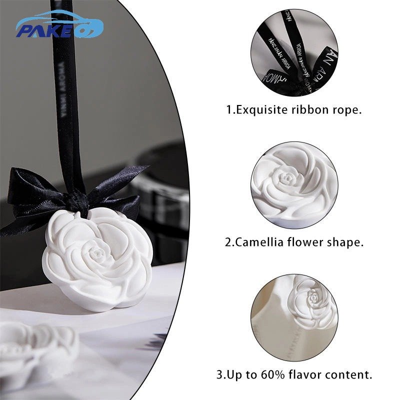Spot supply camellia hanging ceramic aroma stone diffuser home car aromatherapy car air freshener