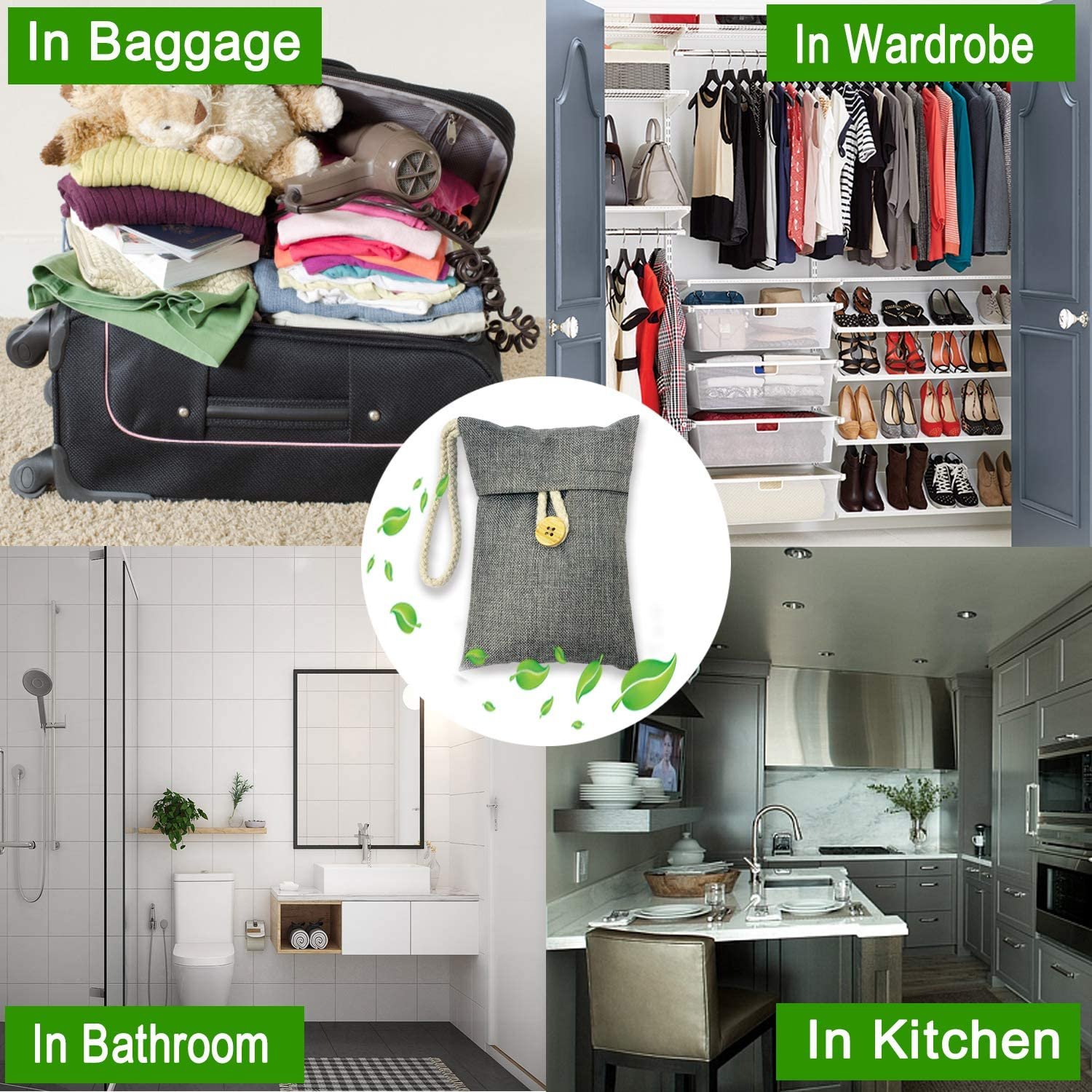 100g Natural Bamboo Charcoal Air Purifying Bag Air Purifier Activated Carbon Bags Activated Charcoal for Home Car Use
