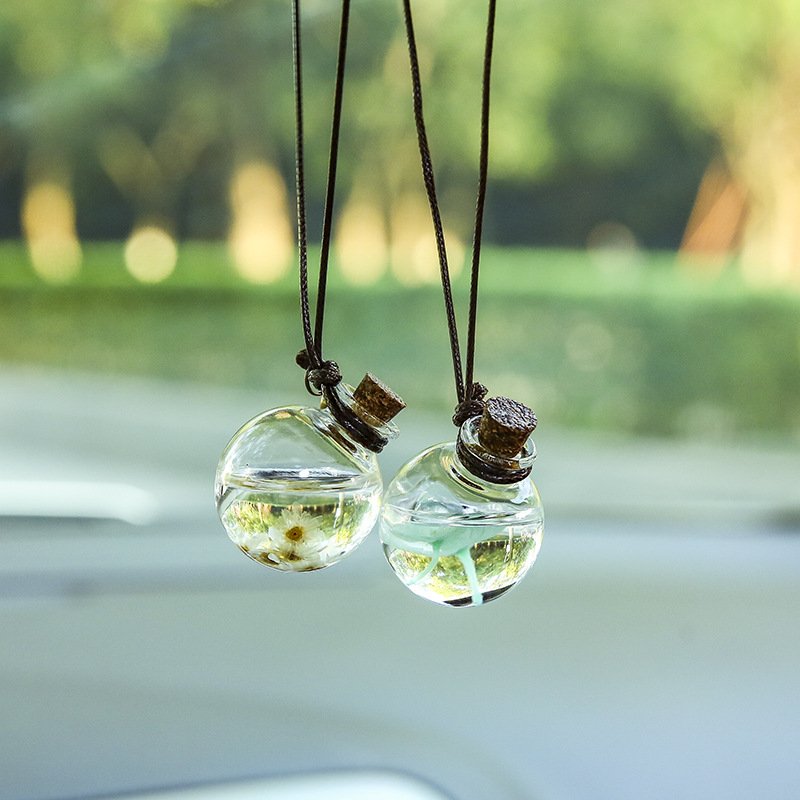 Reusable Empty Car Perfume Diffuse Hanging Glass Bottle Hanging Car Freshener