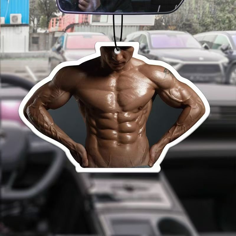Hot custom paper air freshener muscle man pattern special tone cologne fragrance car aromatherapy custom gift air freshener