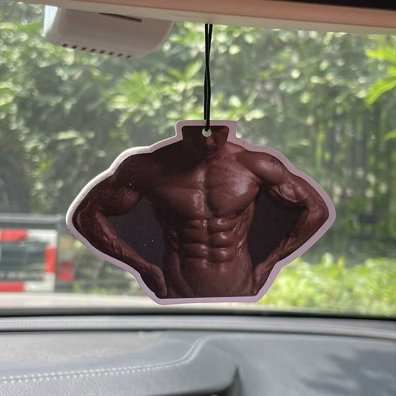 Hot custom paper air freshener muscle man pattern special tone cologne fragrance car aromatherapy custom gift air freshener
