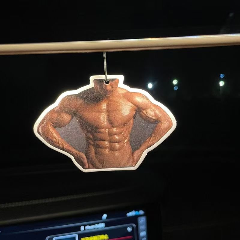 Hot custom paper air freshener muscle man pattern special tone cologne fragrance car aromatherapy custom gift air freshener
