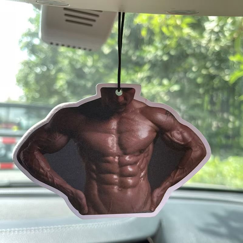 Hot custom paper air freshener muscle man pattern special tone cologne fragrance car aromatherapy custom gift air freshener